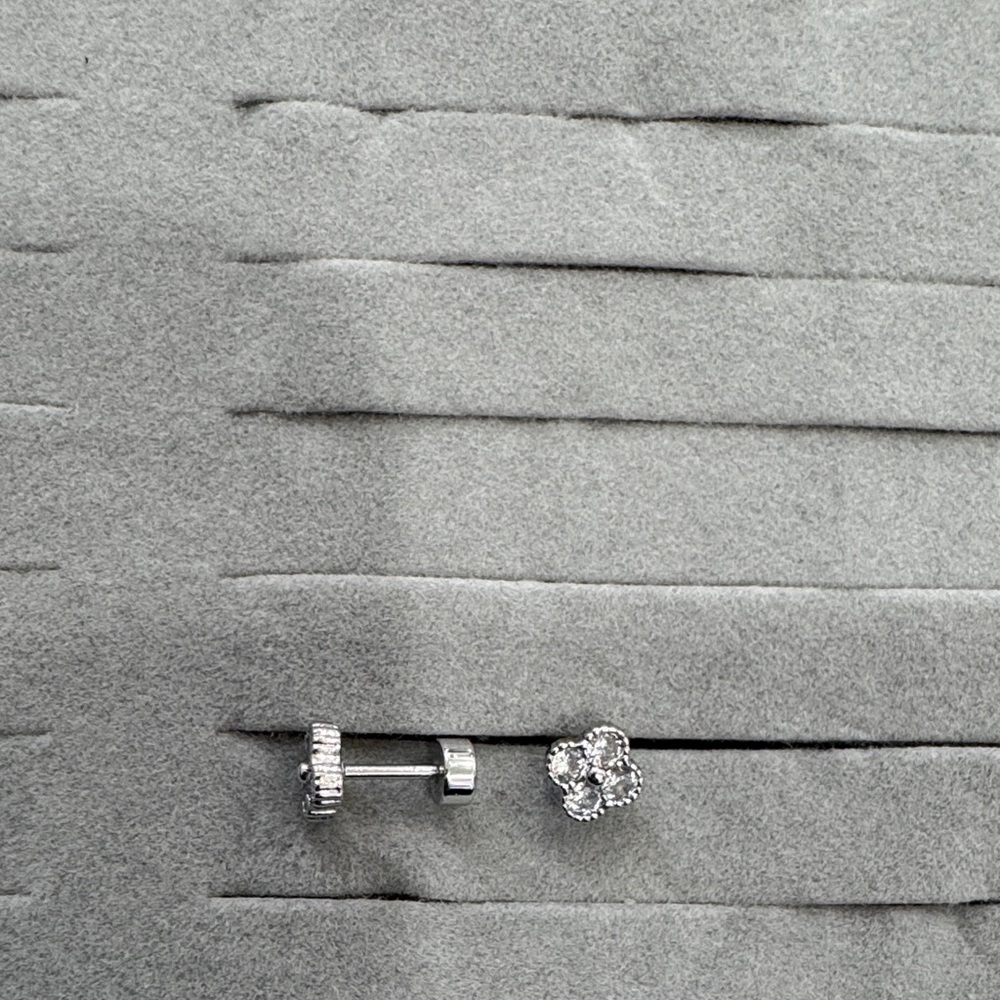 Silver Flower Stud Earrings